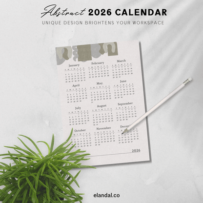 2026 Printable Abstract Minimalist Poster Calendar