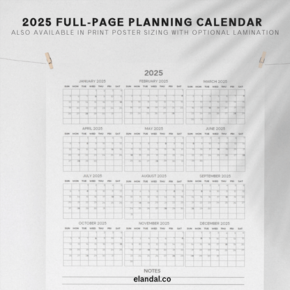 Calendario minimalista imprimible de 2025 
