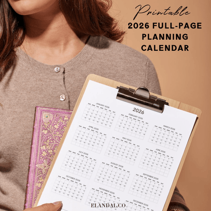 2026 Printable Minimalist Portrait Poster Calendar