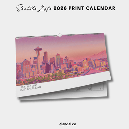 2026 Print Seattle Life Illustrated Wall Calendar