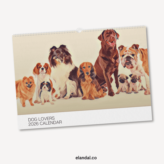 Calendario de pared ilustrado para amantes de los perros 2025