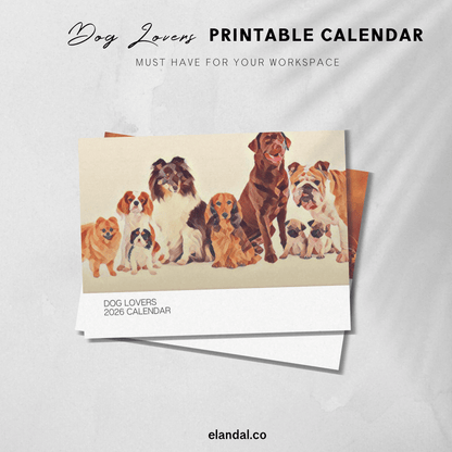 2026 Printable Dog Lovers Illustrated Calendar
