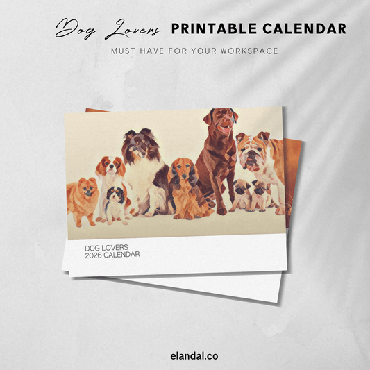 2026 Printable Dog Lovers Illustrated Calendar