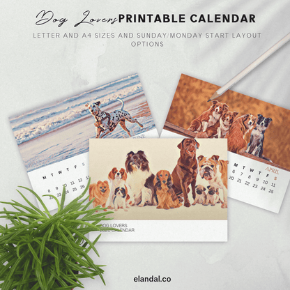 2026 Printable Dog Lovers Illustrated Calendar