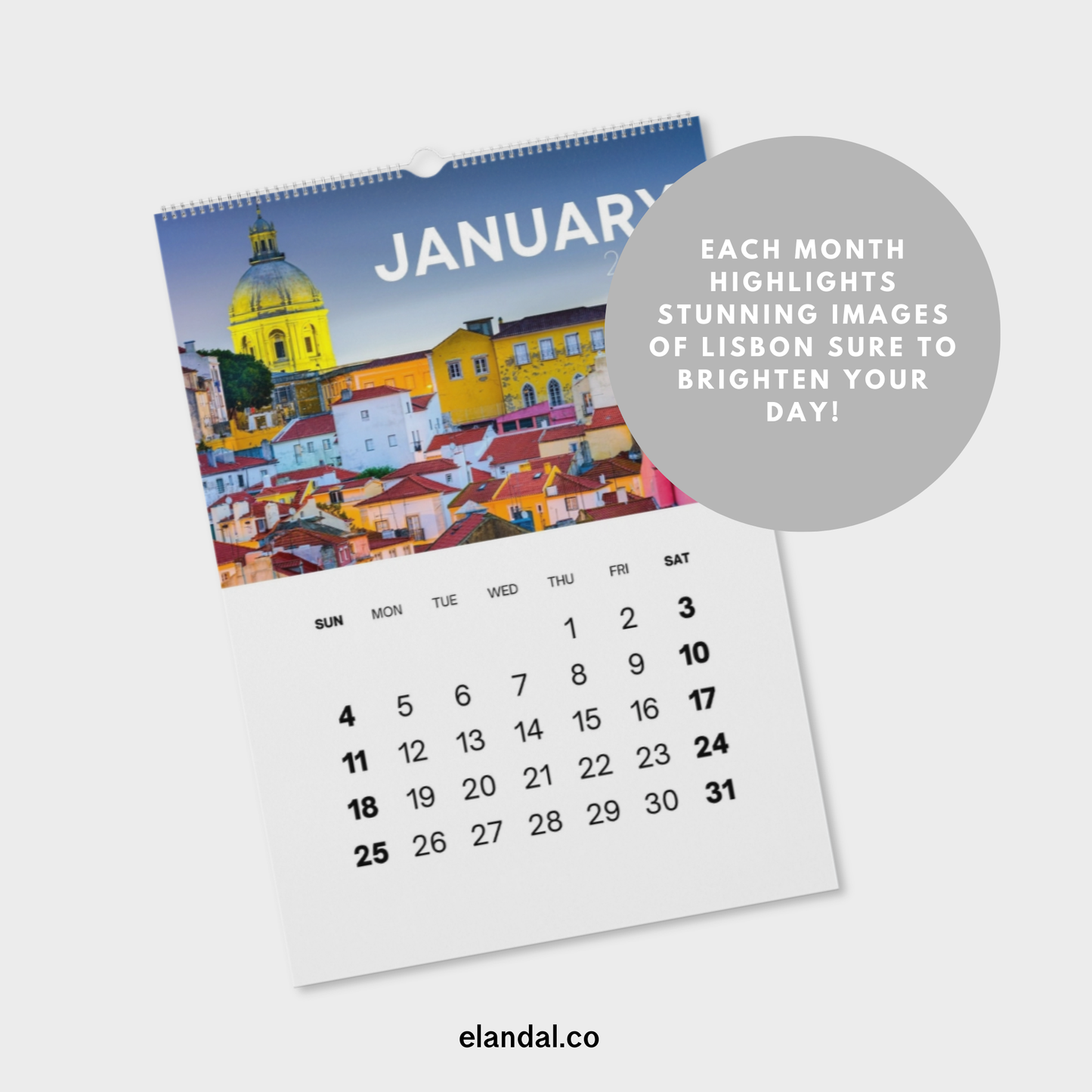 2026 Print Lisbon Travel Vertical Wall Calendar