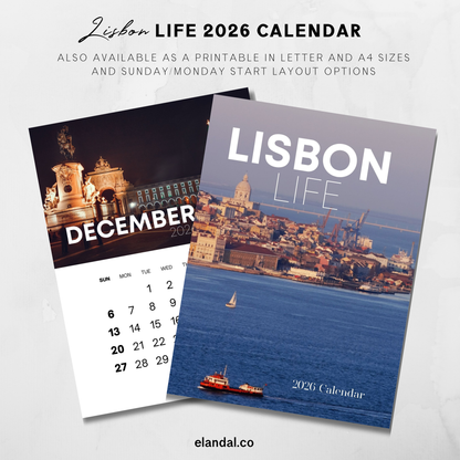 2026 Print Lisbon Travel Vertical Wall Calendar