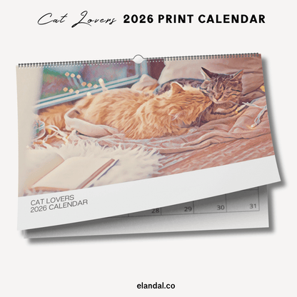 2026 Print Cat Lovers Illustrated Wall Calendar