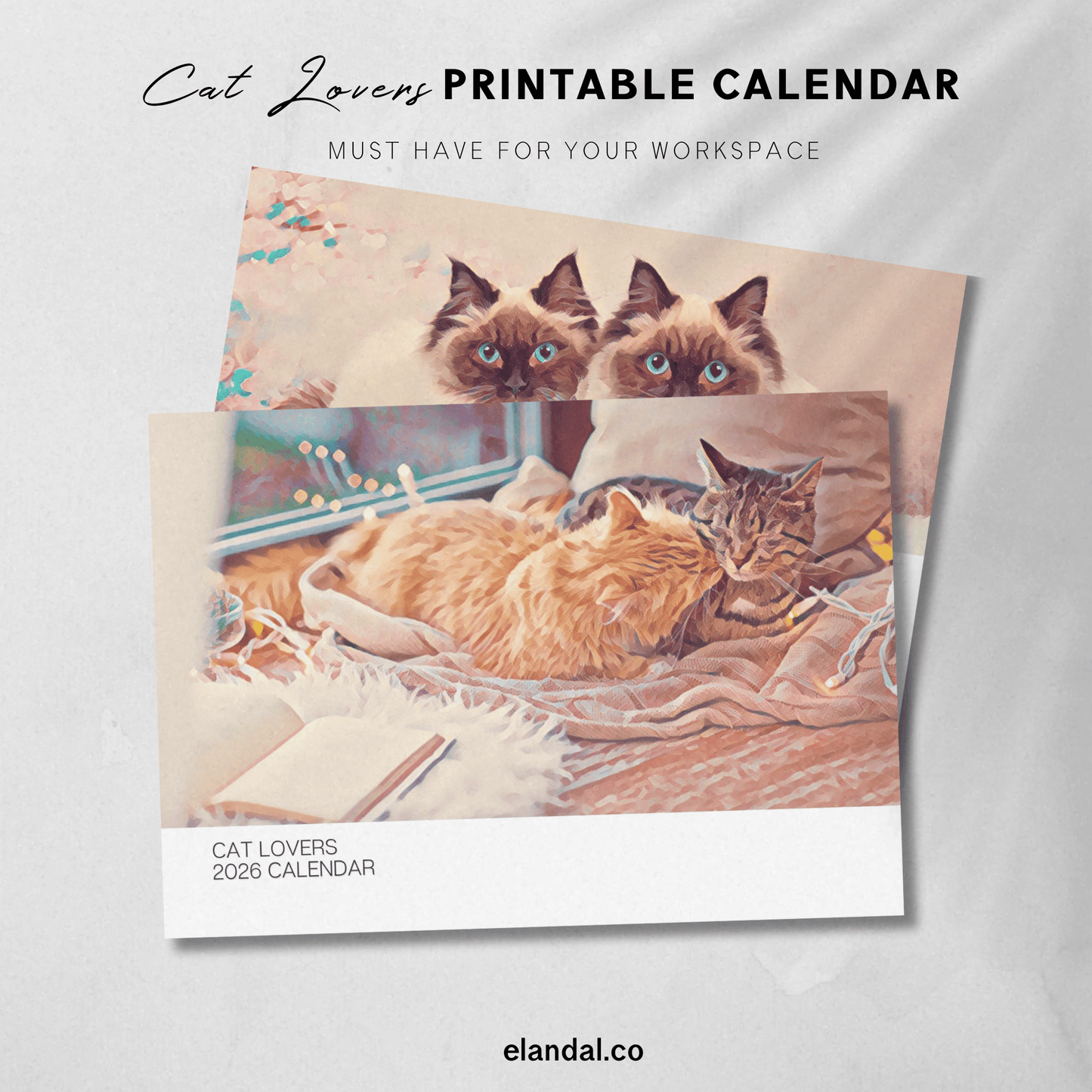 2026 Printable Cat Lovers Calendar