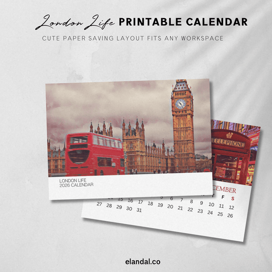 2026 Printable London Illustrated Calendar