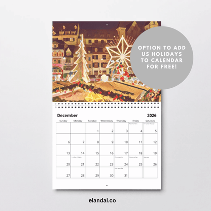 2026 Print Europe Illustrated Wall Calendar