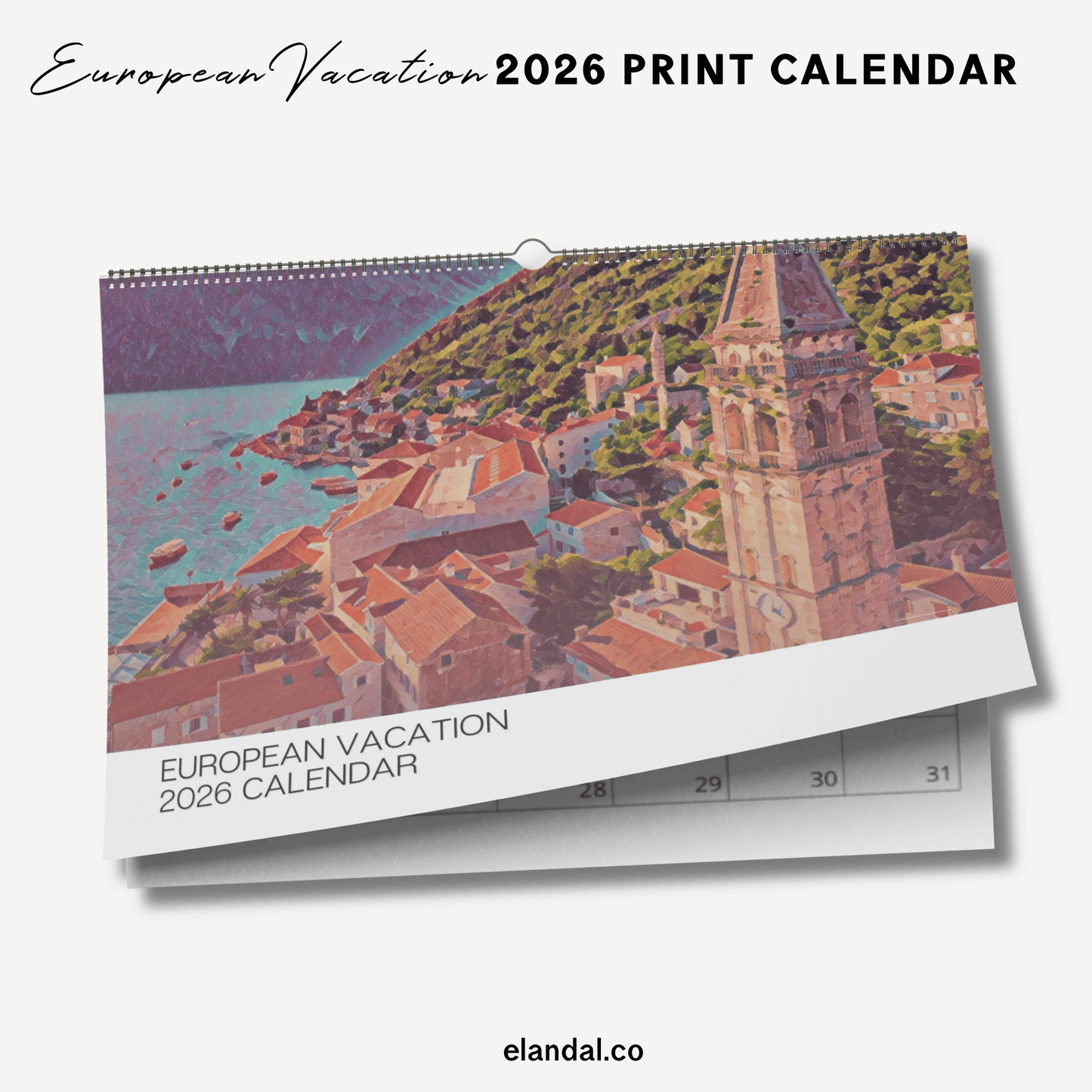 2026 Print Europe Illustrated Wall Calendar
