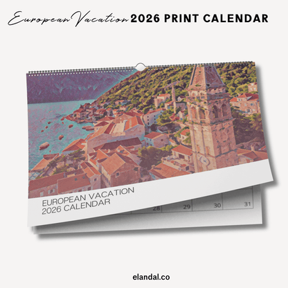 2026 Print Europe Illustrated Wall Calendar
