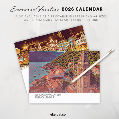 2026 Print Europe Illustrated Wall Calendar