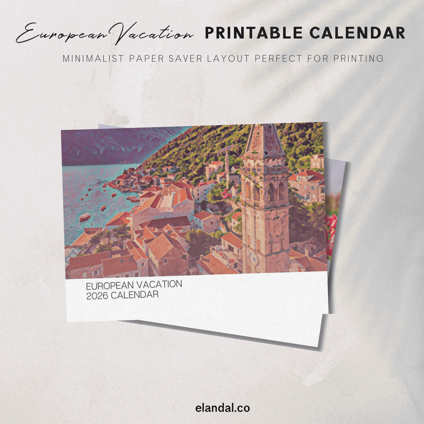 2026 Printable Europe Illustrated Calendar