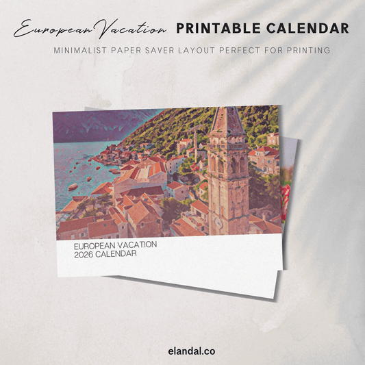 2026 Printable Europe Illustrated Calendar
