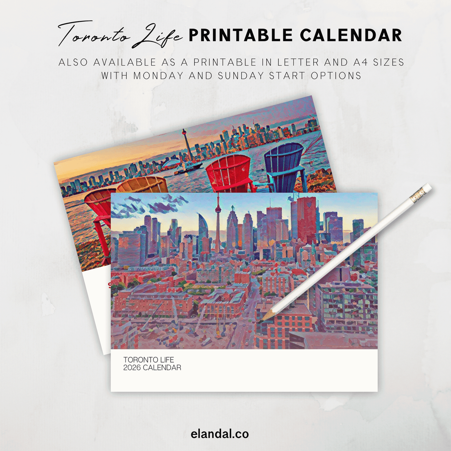 2026 Print Toronto Illustrated Wall Calendar