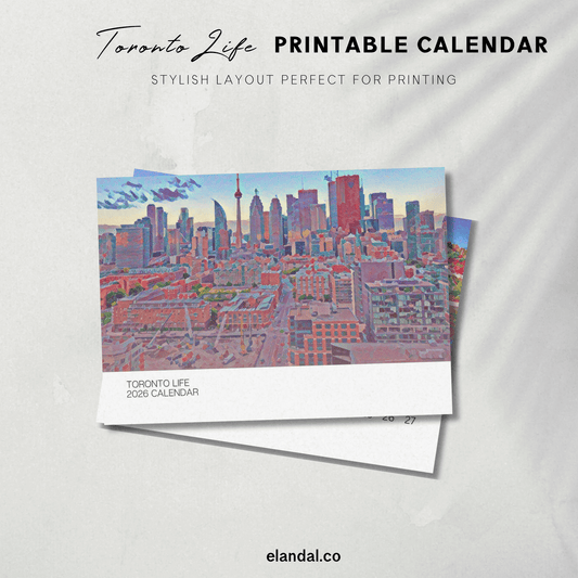 Calendario ilustrado de paisajes de Toronto para imprimir en 2025