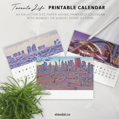 Calendario ilustrado de paisajes de Toronto para imprimir en 2025