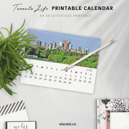 Calendario ilustrado de paisajes de Toronto para imprimir en 2025