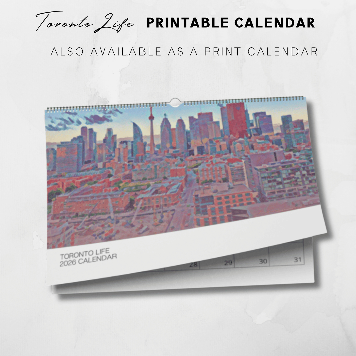 Calendario ilustrado de paisajes de Toronto para imprimir en 2025