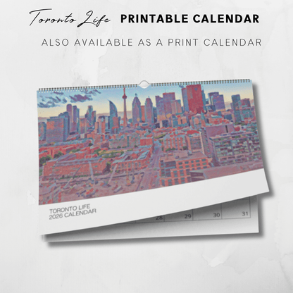 Calendario ilustrado de paisajes de Toronto para imprimir en 2025