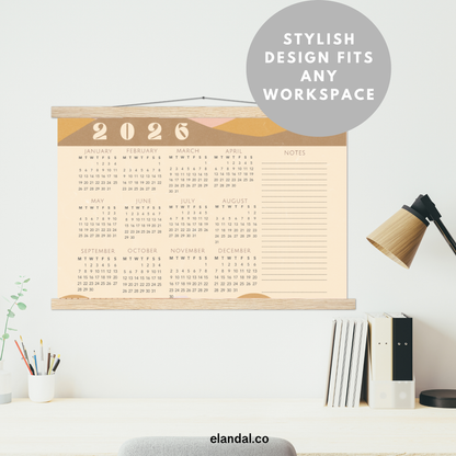 2026 Print Vintage Mountains Landscape Poster Calendar with Hangers