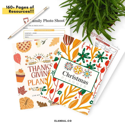 Holiday Planner Duo - Thanksgiving and Christmas Bundle with 160+ Pages of Resources