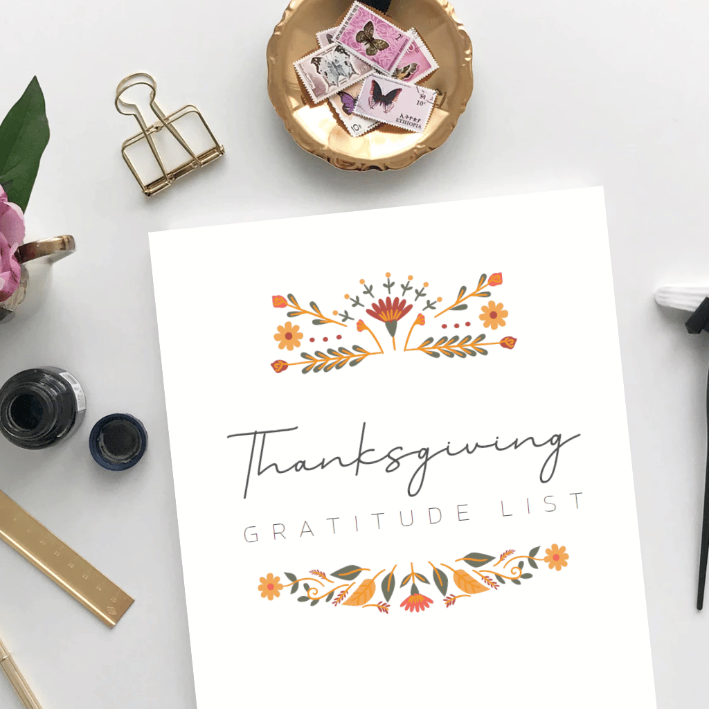 Printable 2025 Thanksgiving Gratitude List Holiday Resource