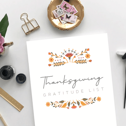 Printable 2025 Thanksgiving Gratitude List Holiday Resource