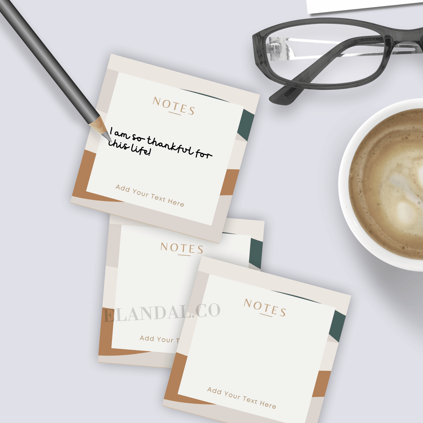 Personalized Boho Aesthetic Sticky Notes, 3x3 in Mini Notepads, Custom Stationery for Office or Workspace