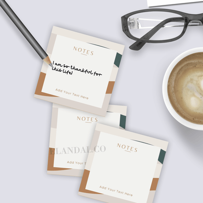 Personalized Boho Aesthetic Sticky Notes, 3x3 in Mini Notepads, Custom Stationery for Office or Workspace