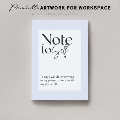 Printable Note to Self Art Set of 10: Inspirational Wall Decor for Your Workspace