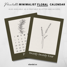 Load image into Gallery viewer, 2024 Minimalist Boho Floral Vertical Wall Calendar
