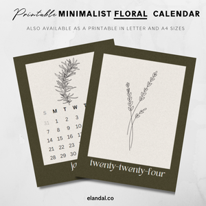 2024 Minimalist Boho Floral Vertical Wall Calendar