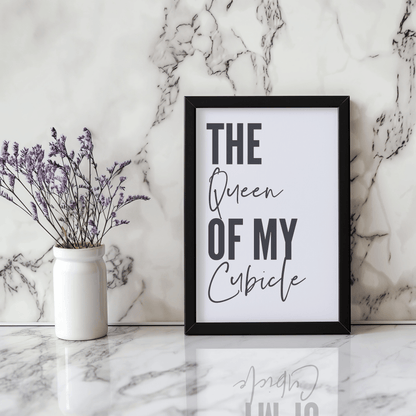 Obra de arte enmarcada para pared de oficina y decoración de cubículos "Reina de mi cubículo"