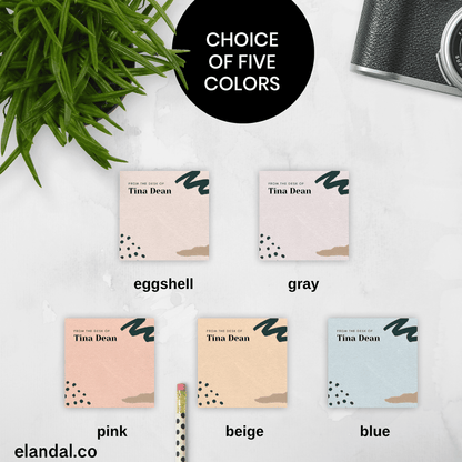 Personalized 'From the Desk Of . . .' Sticky Notes with Minimal Abstract Design