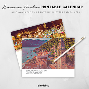 2024 Print Europe Illustrated Wall Calendar