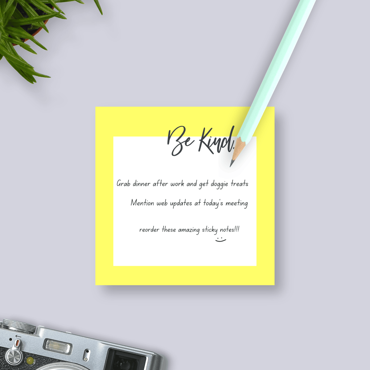 Be Kind Sticky Notes - Available in 4 Color Options