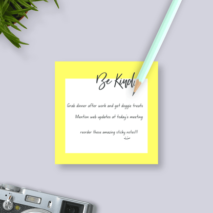Be Kind Sticky Notes - Available in 4 Color Options