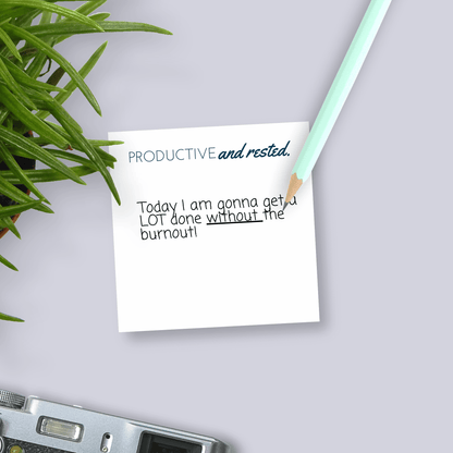 Productive And Rested Sticky Notes 3x3 in. Adhesive notepads