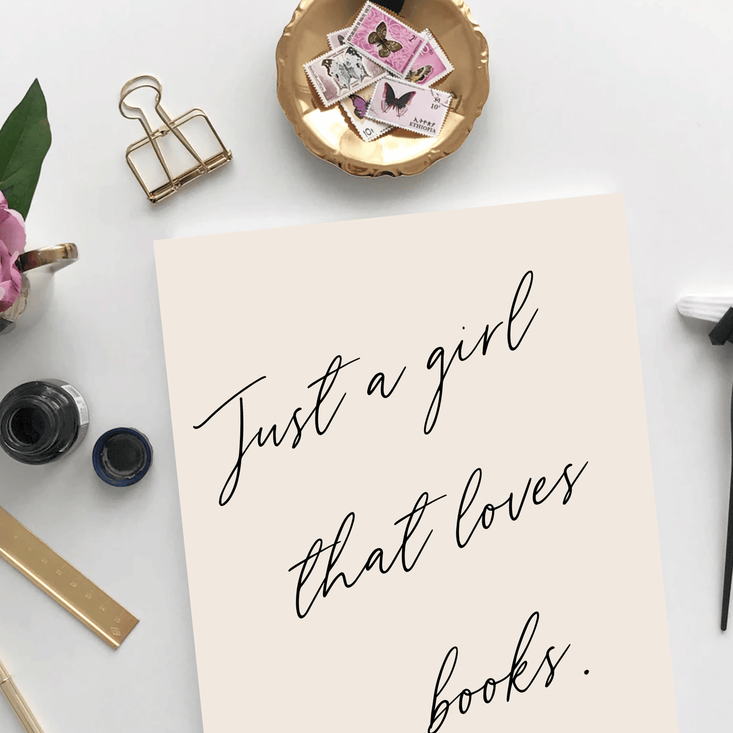 Just a Girl That Loves Books: Unframed Print Artwork for Book Lovers