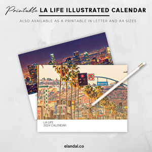 2024 Print Los Angeles Illustrated Wall Calendar