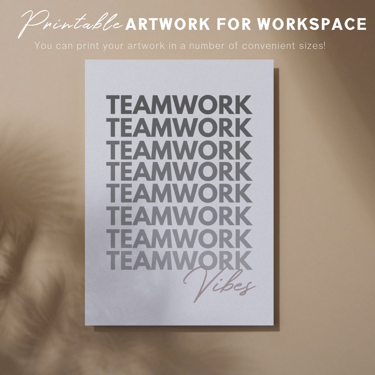 Póster imprimible de trabajo en equipo, decoración de cubículos/oficinas, arte de pared para la oficina, regalo para compañeros de trabajo/jefes, póster de descarga digital, imprimible inspirador