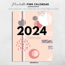 Load image into Gallery viewer, 2024 Pink Abstract Wall Calendar