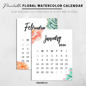 2024 Print Watercolor Wall Calendar