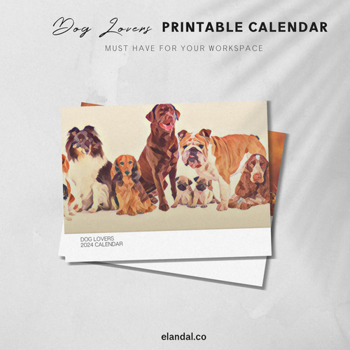 2024 Printable Dog Lovers Illustrated Calendar