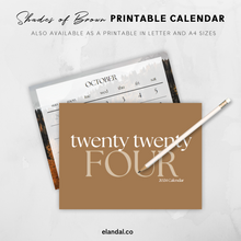 Load image into Gallery viewer, 2024 Print Brown Minimalist Photo Wall Calendar
