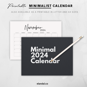 2024 Print Minimalist Landscape Black and White Photo Calendar