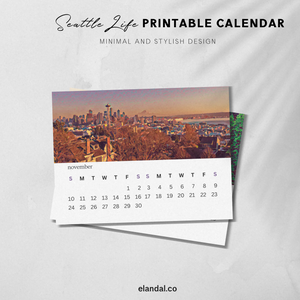 2024 Printable Seattle Life Illustrated Landscape Calendar