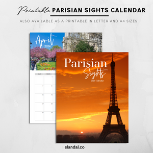 2024 Parisian Sights Print Vertical Paris Wall Calendar
